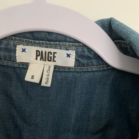 Paige Denim distressed denim top button front - Picture 2 of 4